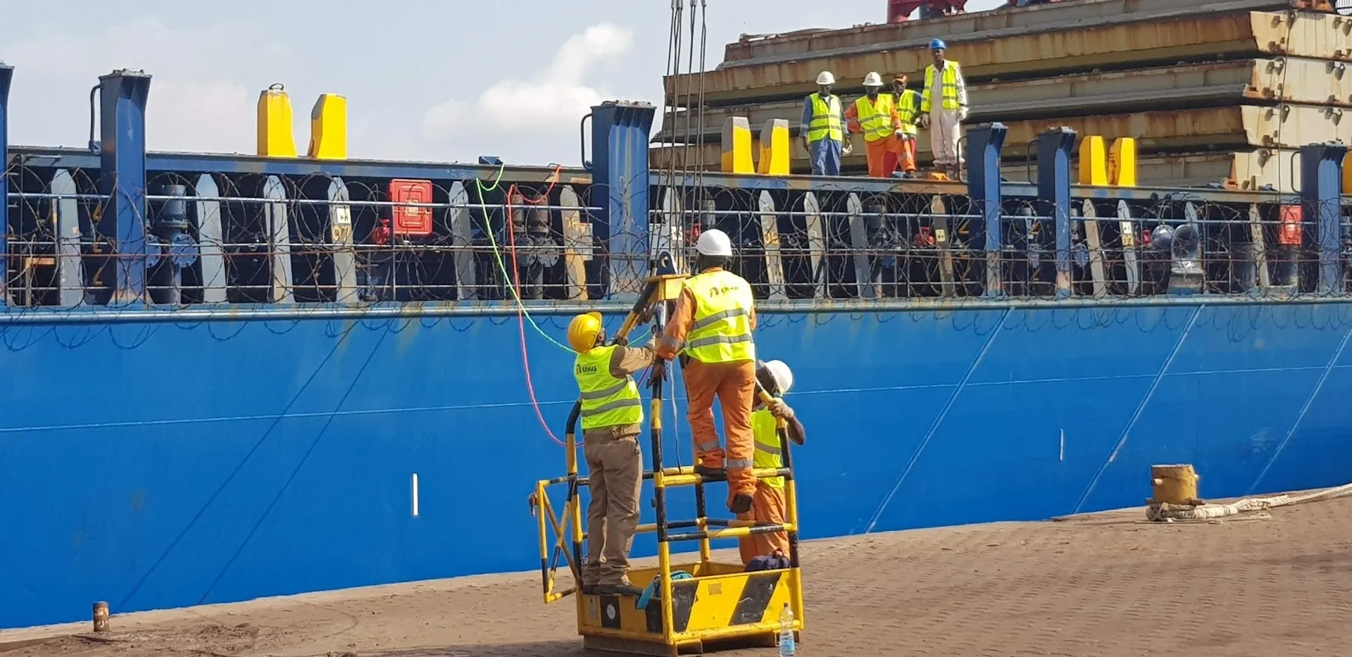 Stevedores boarding a vessel
