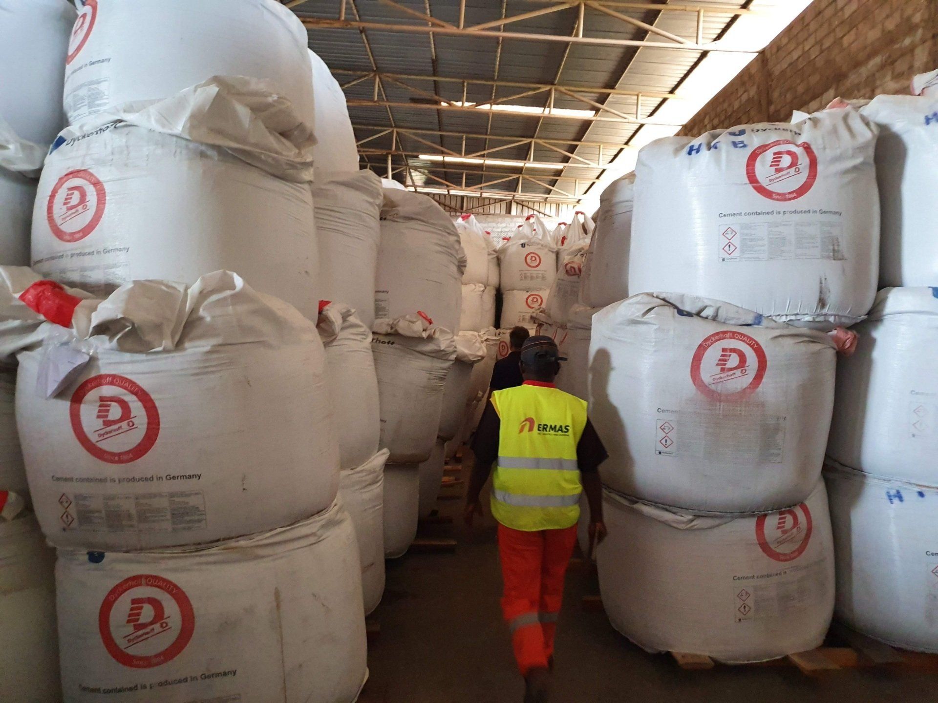 Bagged cargo in warehouse